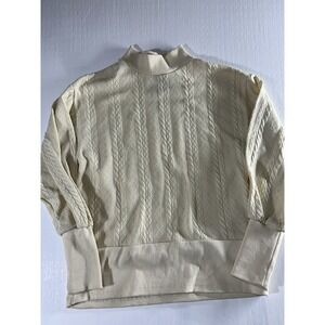 Parker&Quinn Womens Cable Knit Mock turtleneck sweater Cream Size Small